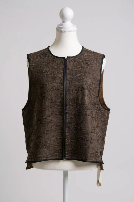 Reversible Tussah Silk Vest | Brown & Gold Waistcoat