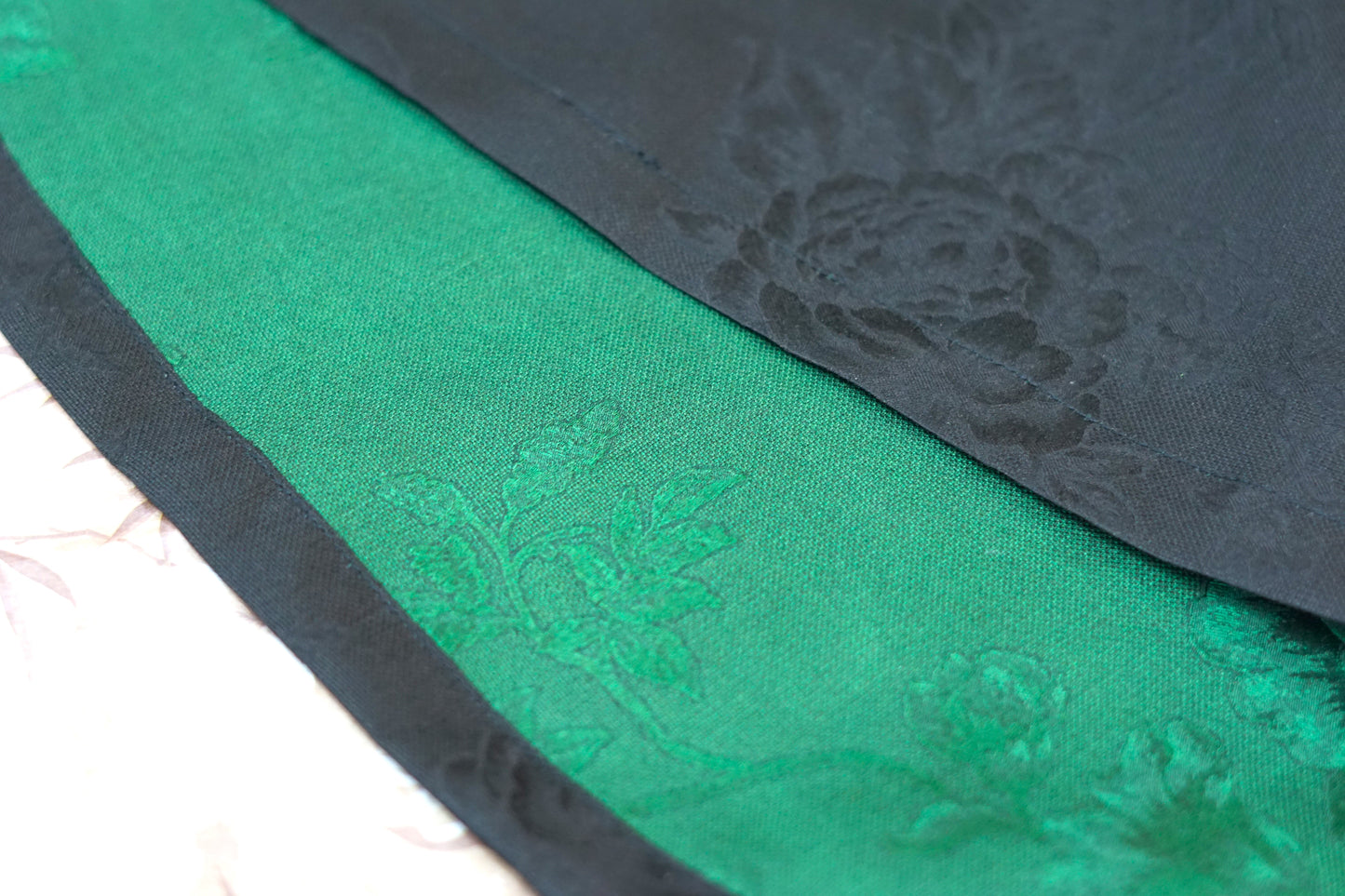 Handmade Mulberry Silk Reversible Top | Green & Black Huaro Weave