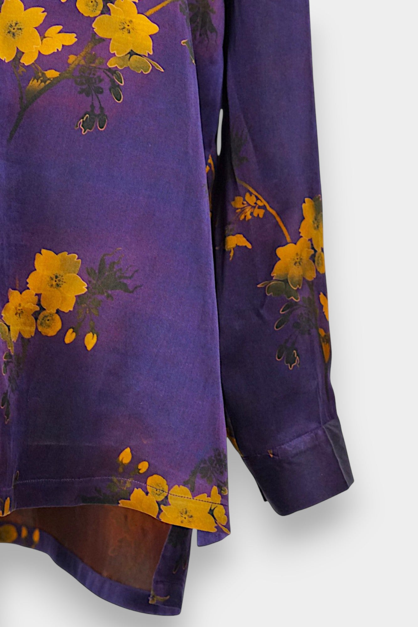 Handmade Gambiered Guangdong Gauze Silk Oversized Top | Floral Print