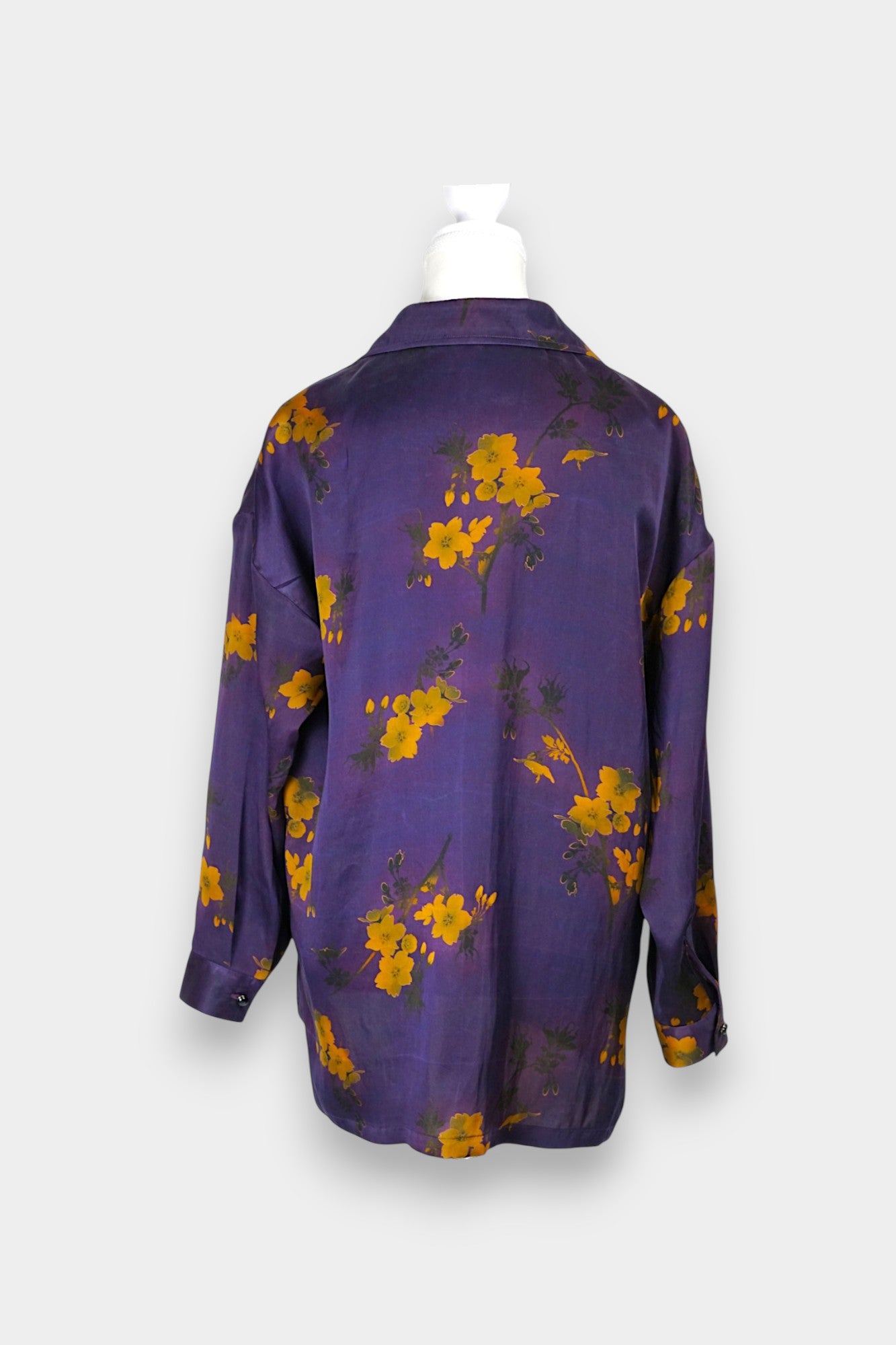 Handmade Gambiered Guangdong Gauze Silk Oversized Top | Floral Print