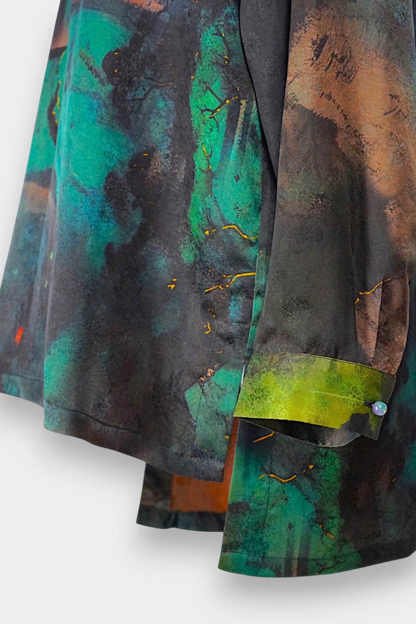 Handmade Gambiered Guangdong Gauze Silk Top | Abstract Print