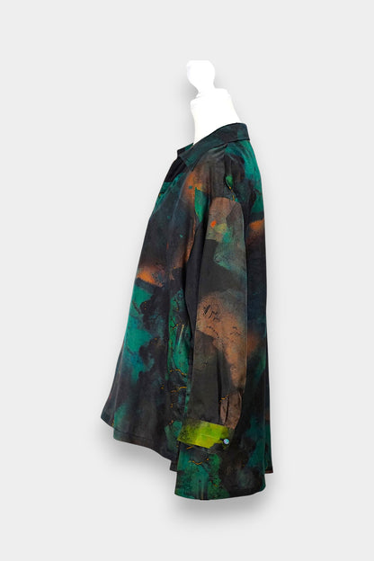 Handmade Gambiered Guangdong Gauze Silk Top | Abstract Print