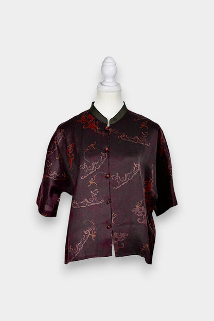 Handmade Gambiered Guangdong Gauze Silk Blouse | Tie-Dye