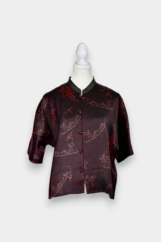 Handmade Gambiered Guangdong Gauze Silk Blouse | Tie-Dye