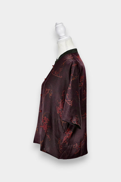 Handmade Gambiered Guangdong Gauze Silk Blouse | Tie-Dye