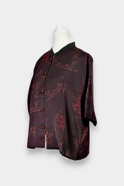 Handmade Gambiered Guangdong Gauze Silk Blouse | Tie-Dye