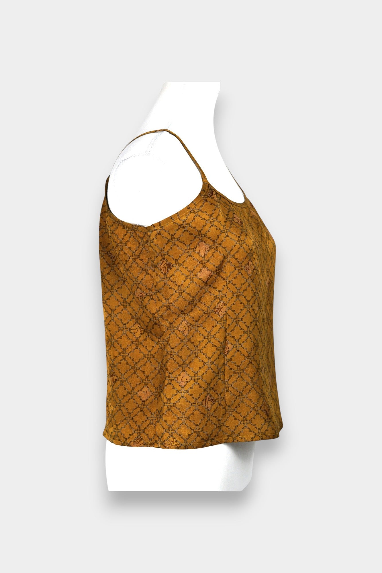 Gambiered Gauze Silk Blazer & Camisole Set | Gold Geometric Print