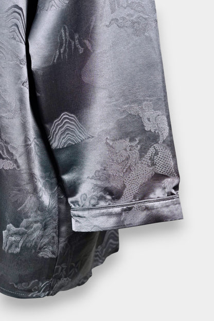 Mulberry Silk Jacquard V-Neck Blouse