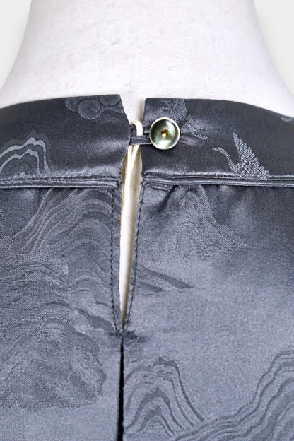 Mulberry Silk Jacquard V-Neck Blouse