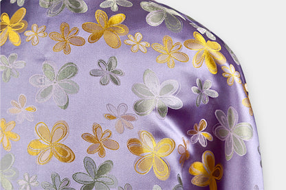 Song Dynasty Brocade Silk Floral Knot Button Jacket