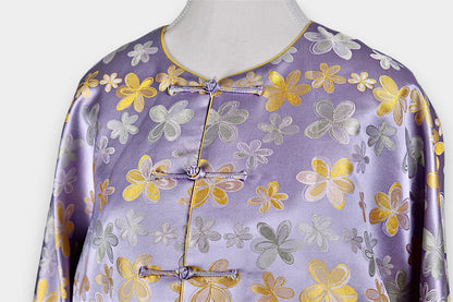 Song Dynasty Brocade Silk Floral Knot Button Jacket