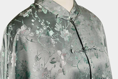Song Dynasty Brocade Silk Floral Knot Button Jacket