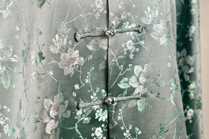 Song Dynasty Brocade Silk Floral Knot Button Jacket