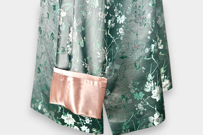 Song Dynasty Brocade Silk Floral Knot Button Jacket