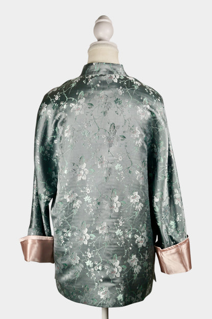 Song Dynasty Brocade Silk Floral Knot Button Jacket