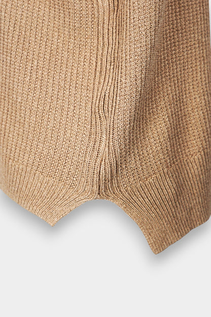 Knitted Tussah Silk Vest | Camel Brown