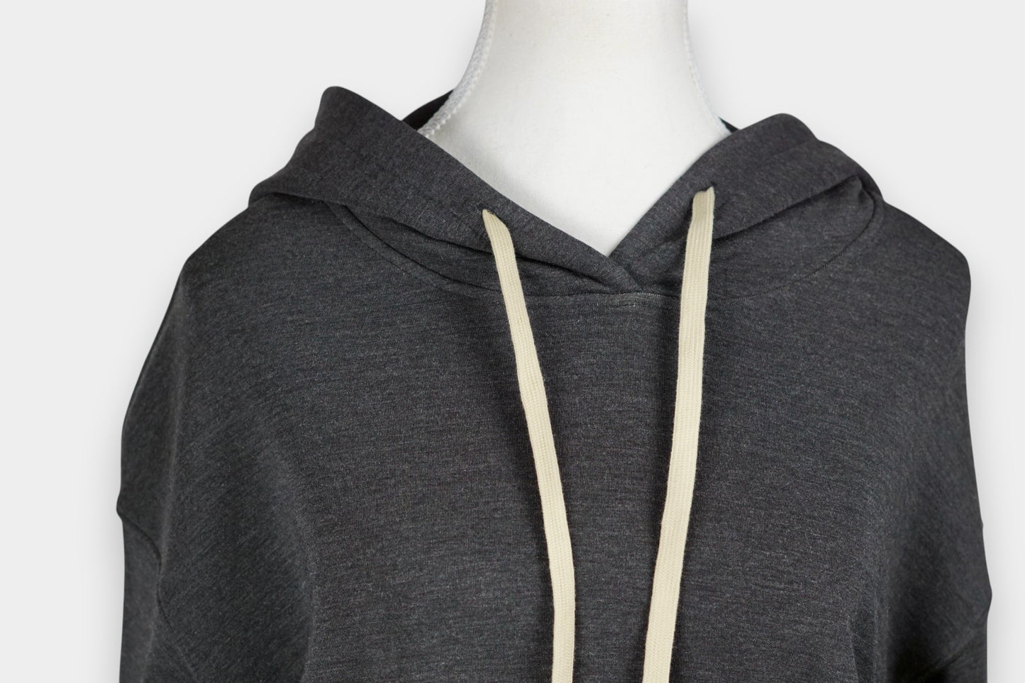 Pure Tussah Silk Lined Hoodie | Tussah Silk & Wool Blend Sweatshirt in Charcoal