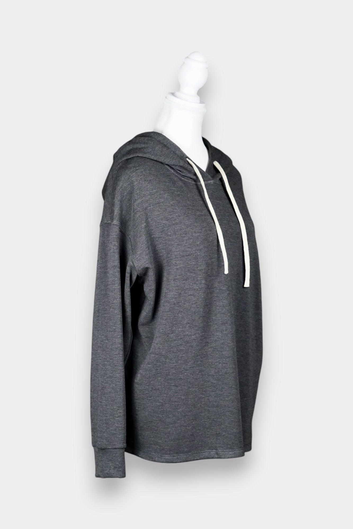 Pure Tussah Silk Lined Hoodie | Tussah Silk & Wool Blend Sweatshirt in Charcoal