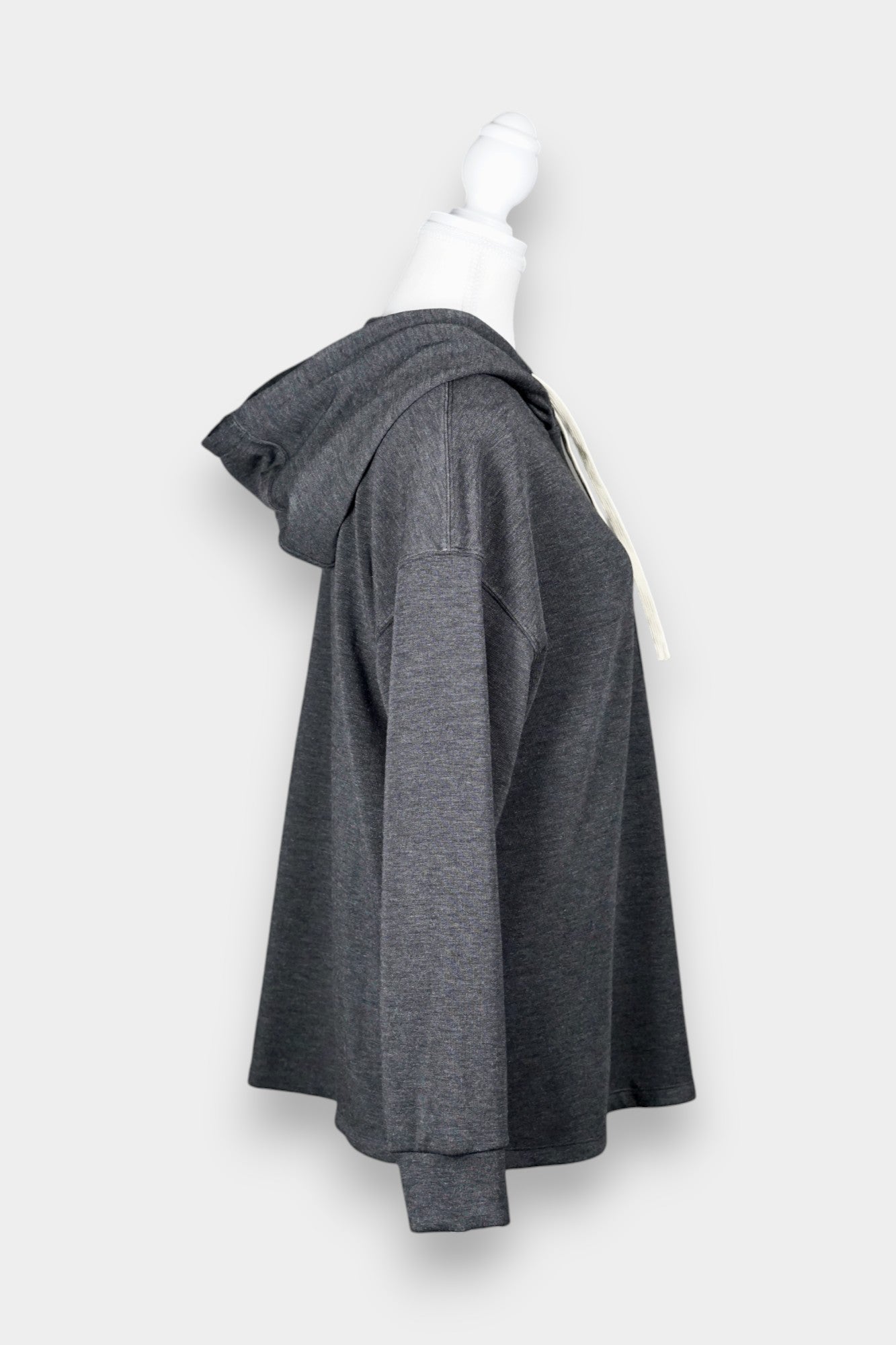 Pure Tussah Silk Lined Hoodie | Tussah Silk & Wool Blend Sweatshirt in Charcoal