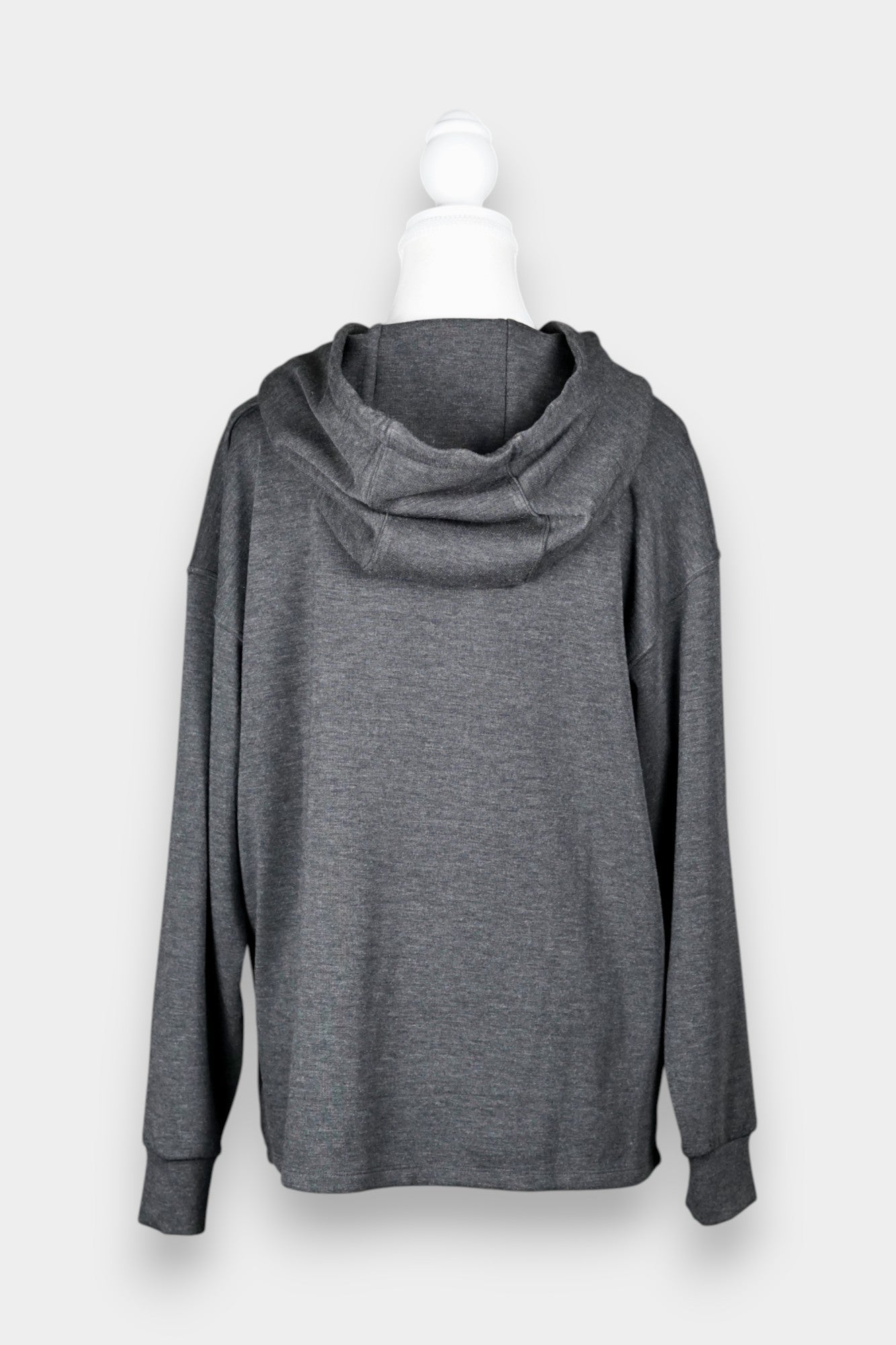 Pure Tussah Silk Lined Hoodie | Tussah Silk & Wool Blend Sweatshirt in Charcoal