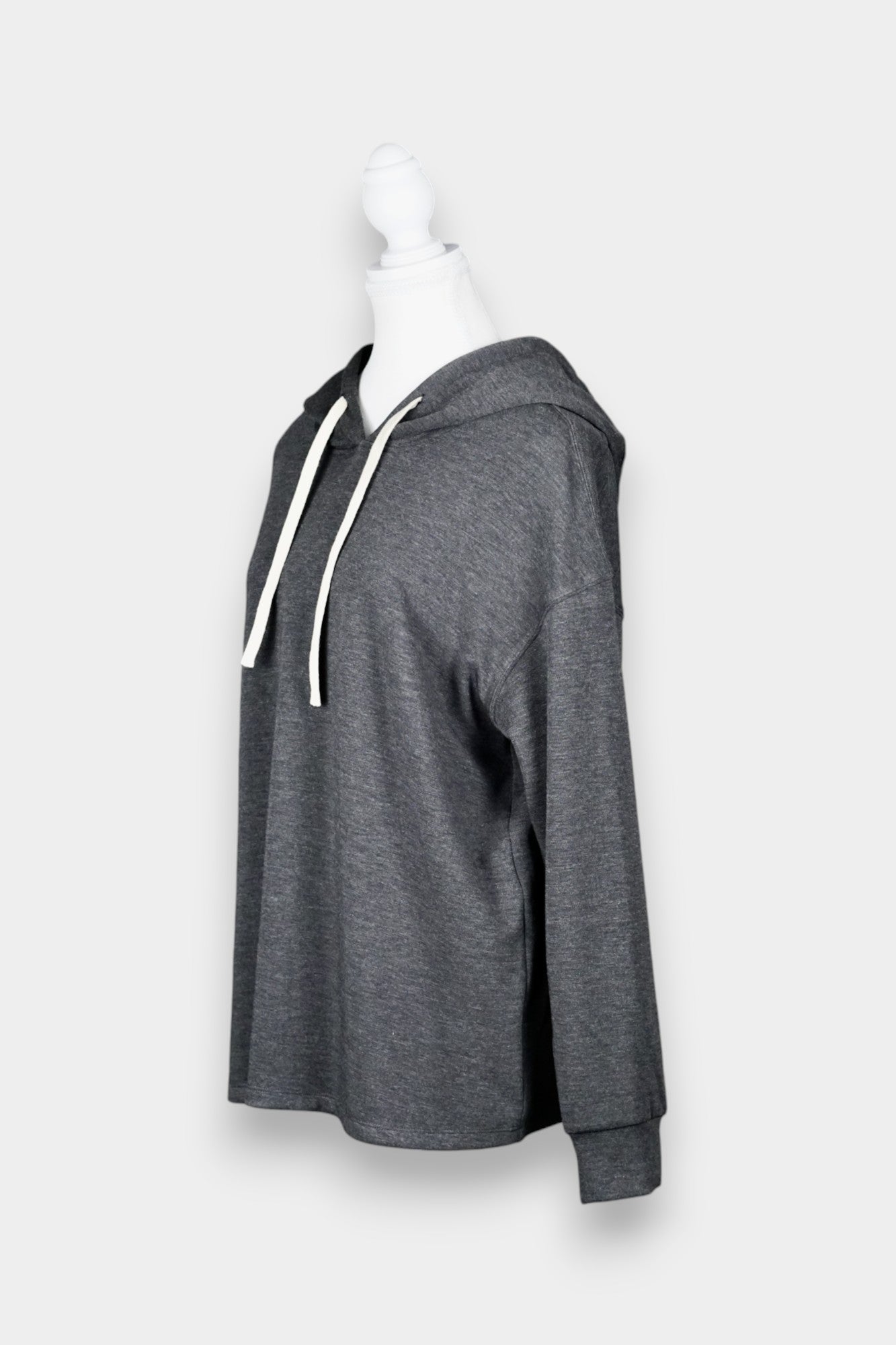 Pure Tussah Silk Lined Hoodie | Tussah Silk & Wool Blend Sweatshirt in Charcoal