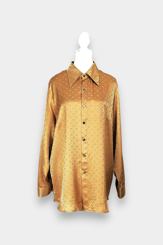 Handcrafted Gold Song Dynasty Brocade Silk Shirt