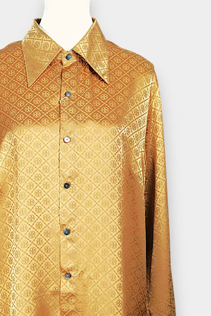 Handcrafted Gold Song Dynasty Brocade Silk Shirt