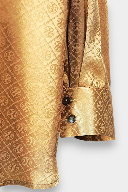 Handcrafted Gold Song Dynasty Brocade Silk Shirt