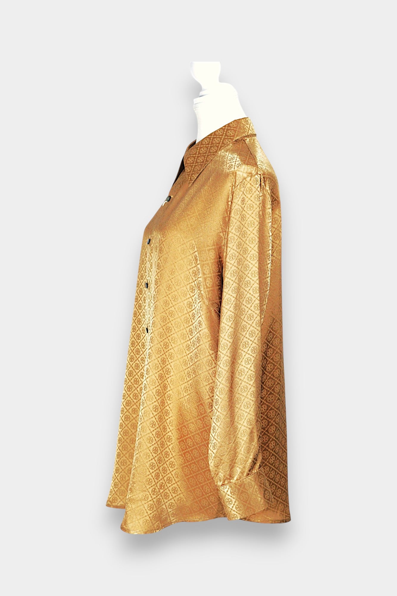 Handcrafted Gold Song Dynasty Brocade Silk Shirt