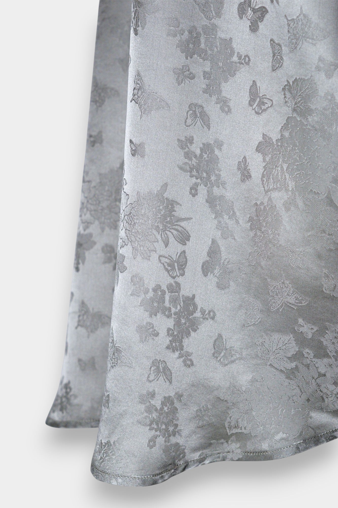 Handcrafted Mulberry Silk Shirt | Silver Floral Jacquard