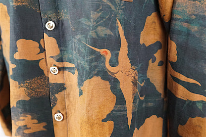 Gambiered Guangdong Gauze Silk Relaxed Shirt