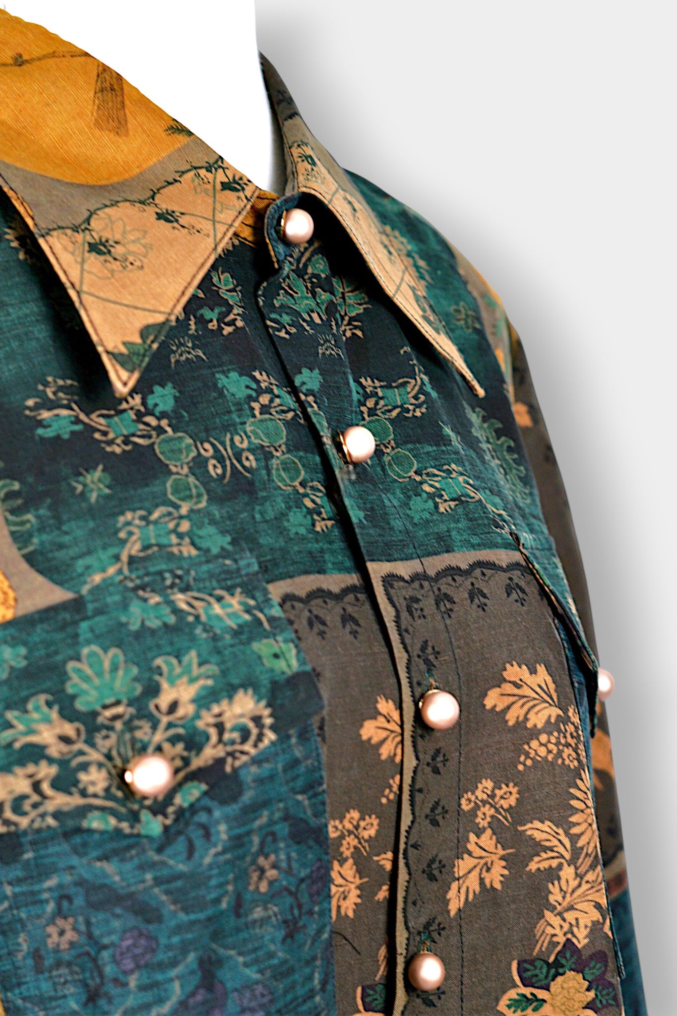 Handcrafted Gambiered Guangdong Gauze Silk Shirt