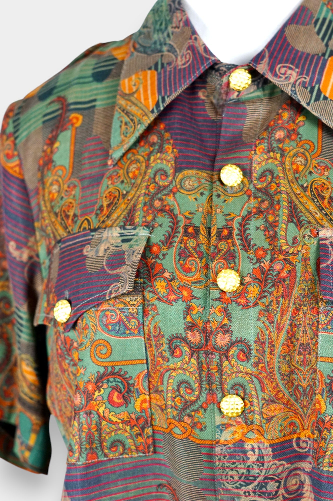 Gambiered Guangdong Gauze Silk Wrap Blouse | Abstract Print Top