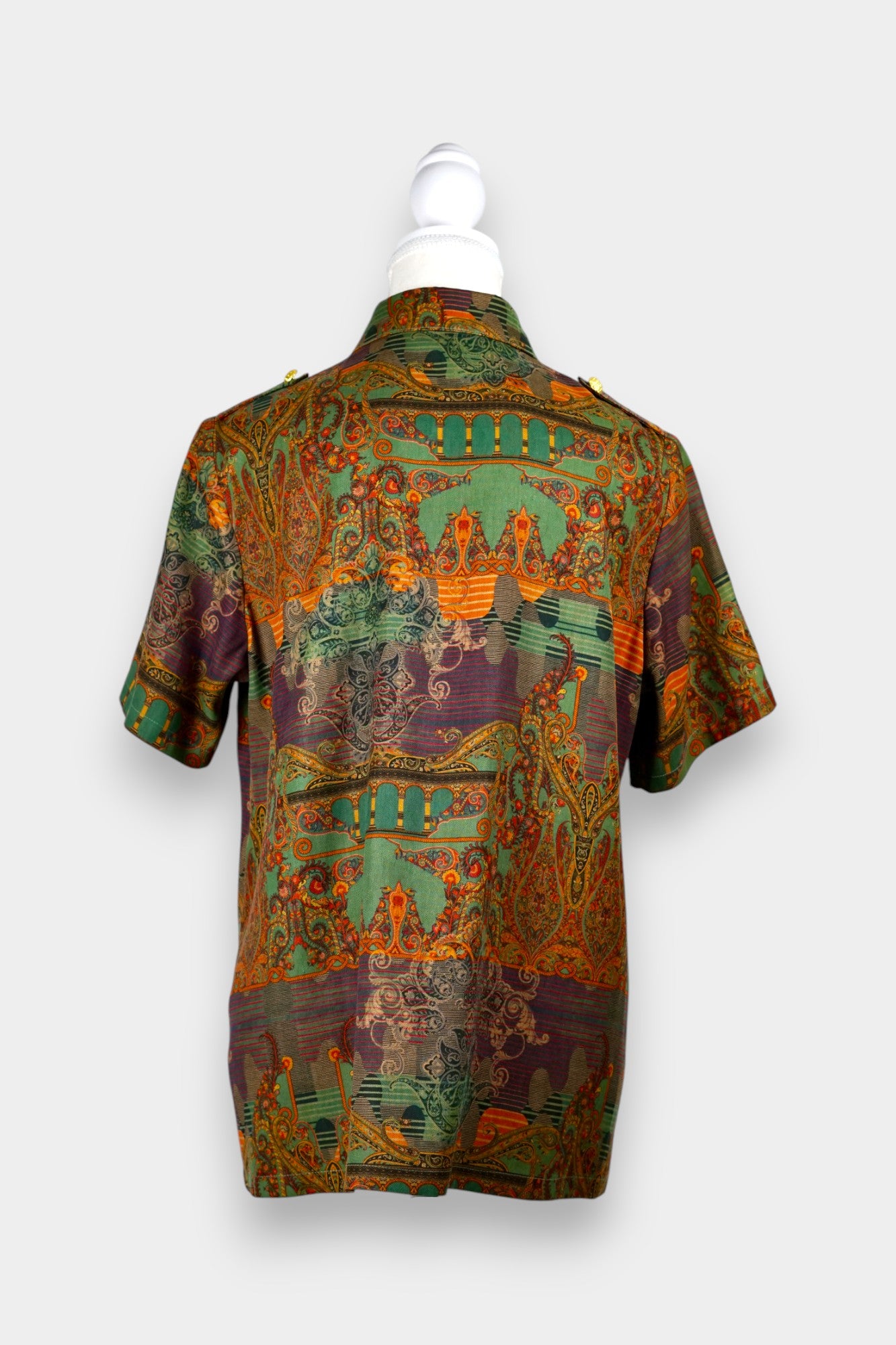 Gambiered Guangdong Gauze Silk Wrap Blouse | Abstract Print Top