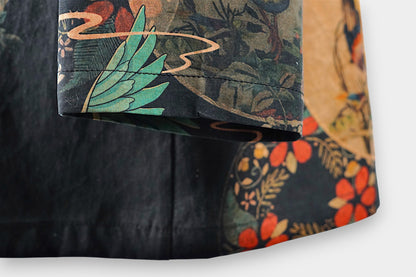 Gambiered Guangdong Gauze Silk Longline Button-Up Shirt