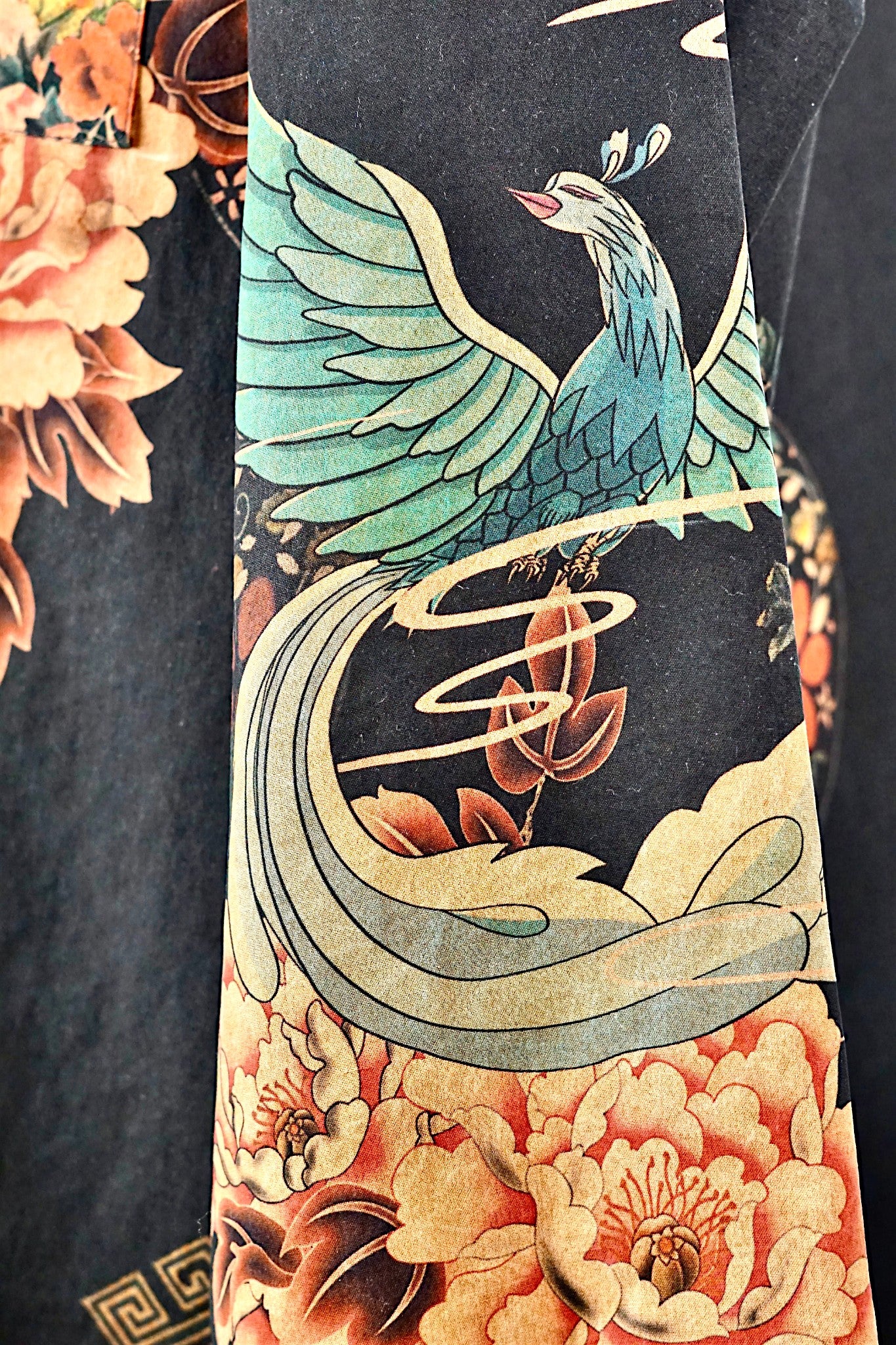 Printed Gambiered Guangdong Gauze Shirt | Dragon & Phoenix Print