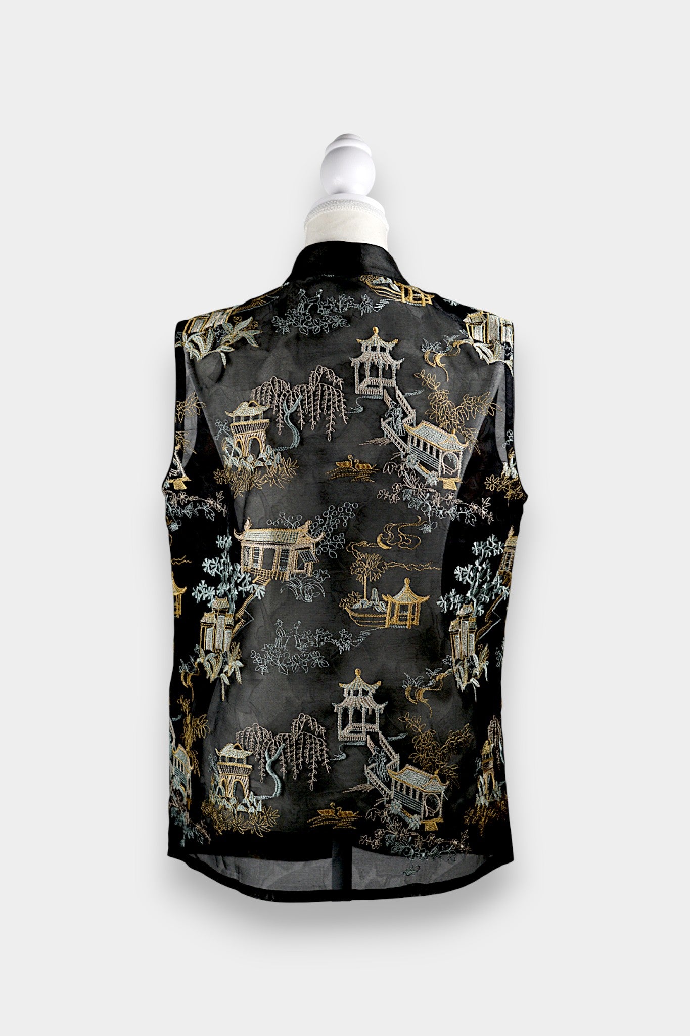 Handcrafted Embroidered Silk Vest | 100% Mulberry Silk Vest with Chinese Knot Buttons