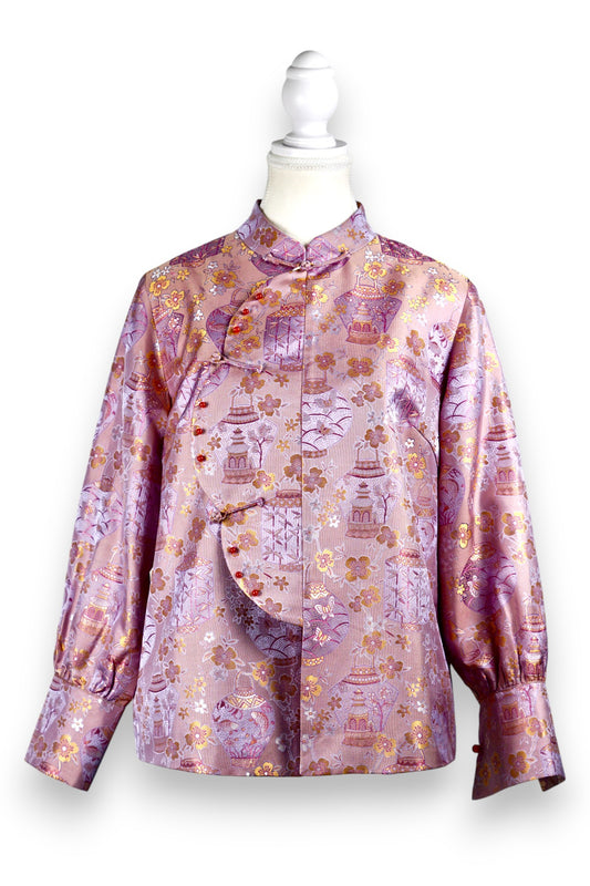 Handcrafted Floral Silk Blouse Jacket | Song Dynasty Brocade Silk | AU Melbourne