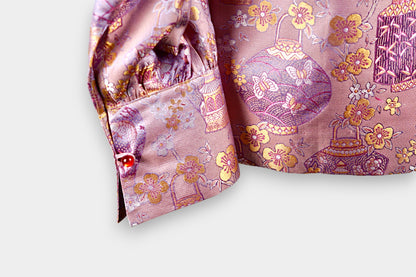 Song Dynasty Brocade Silk Mandarin-Collar Blouse