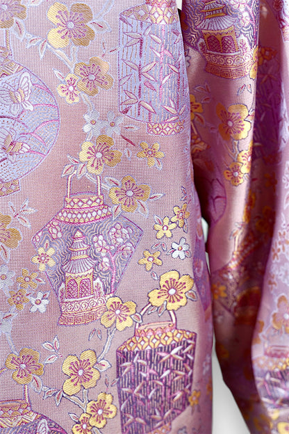 Song Dynasty Brocade Silk Mandarin-Collar Blouse