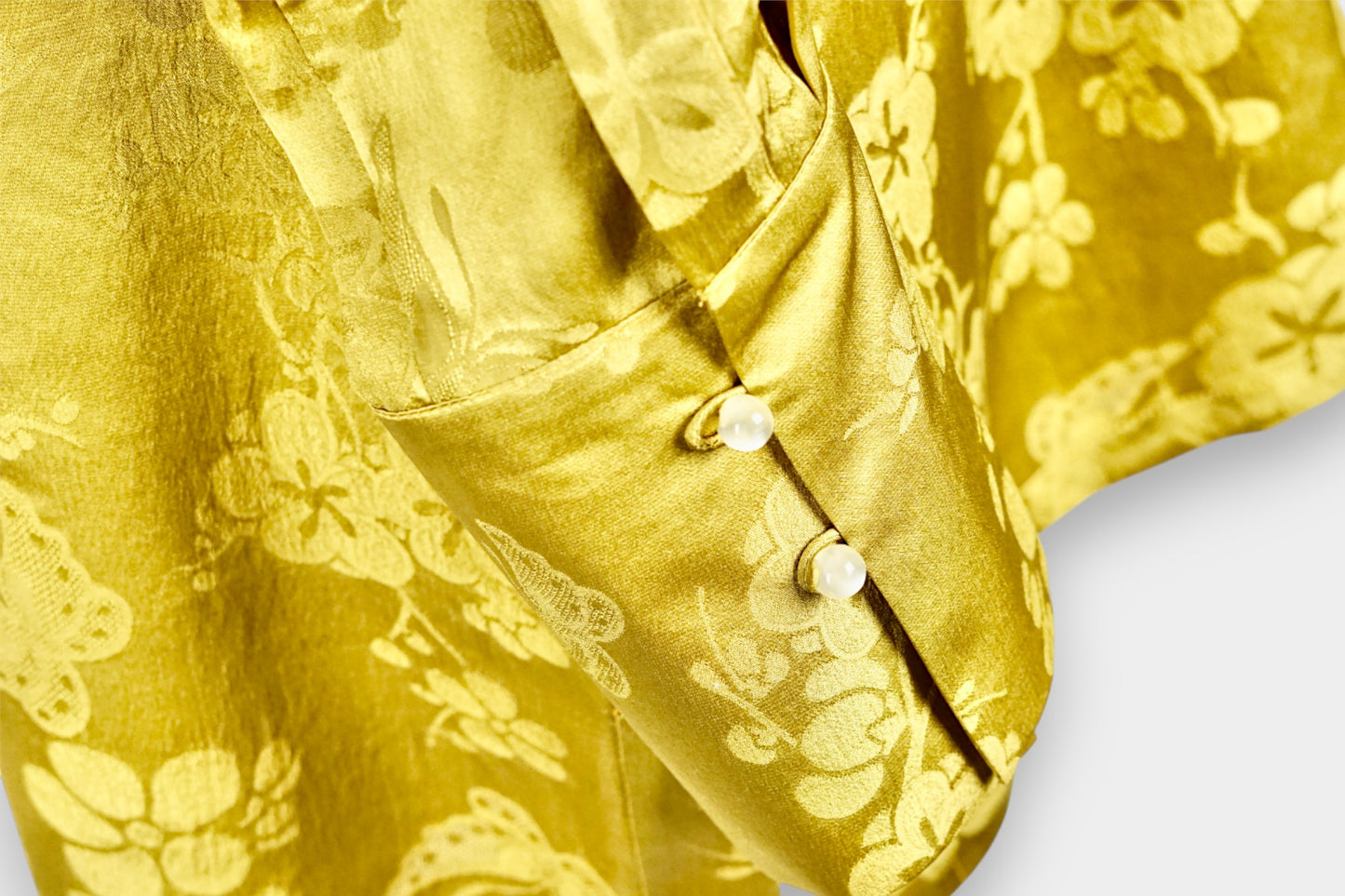 Handmade Mulberry Silk Jacquard Top | Long Sleeve Blouse with Knot Buttons