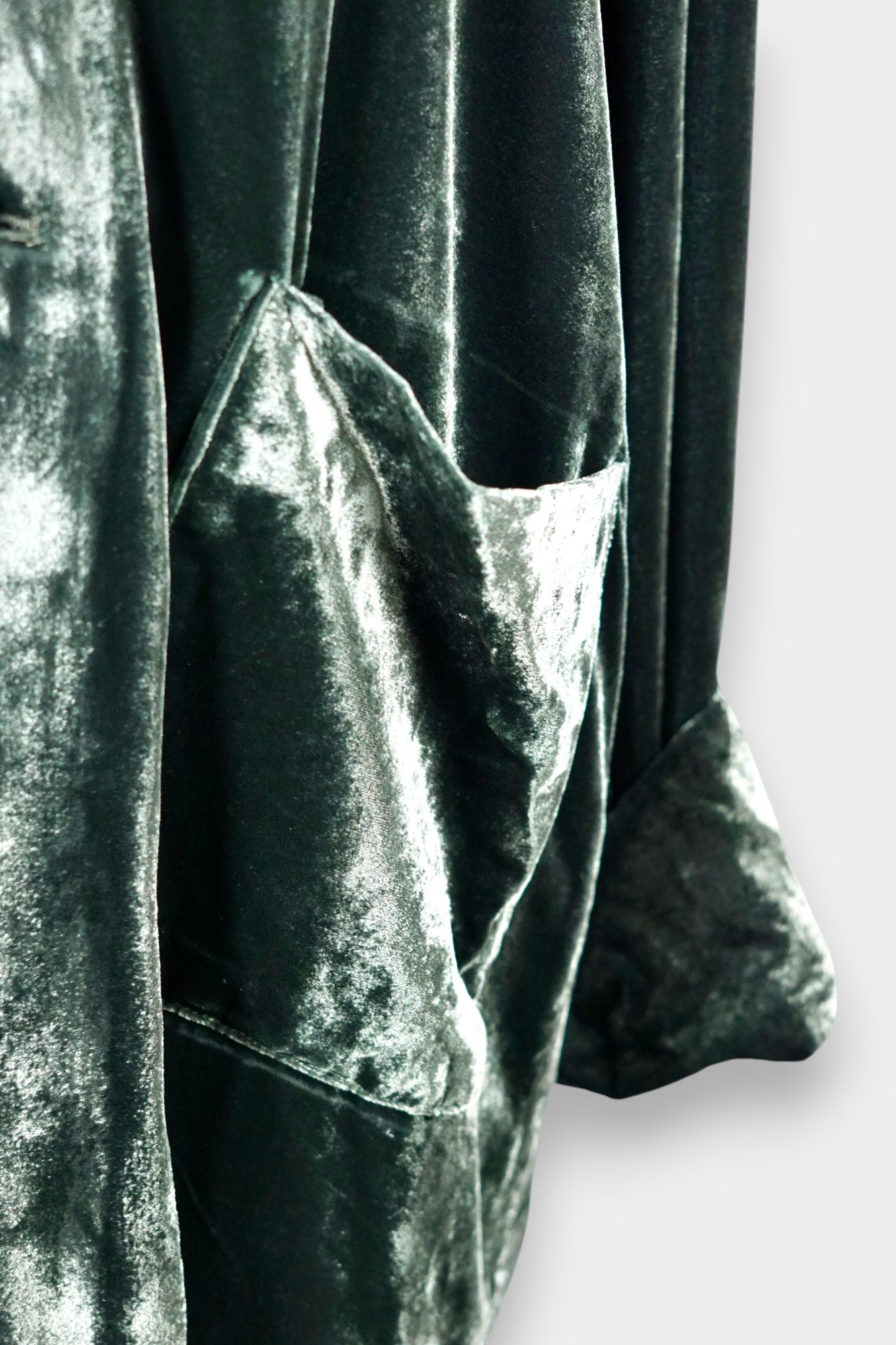 Silk Velvet Oversized Cardigan Jacket in Forest Green
