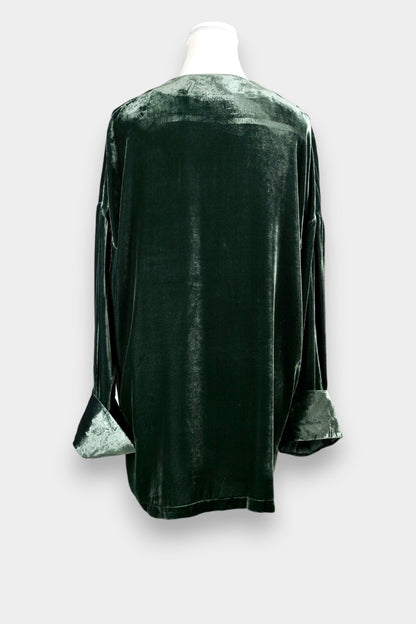 Mulberry Silk Velvet Relaxed V-Neck Jacket