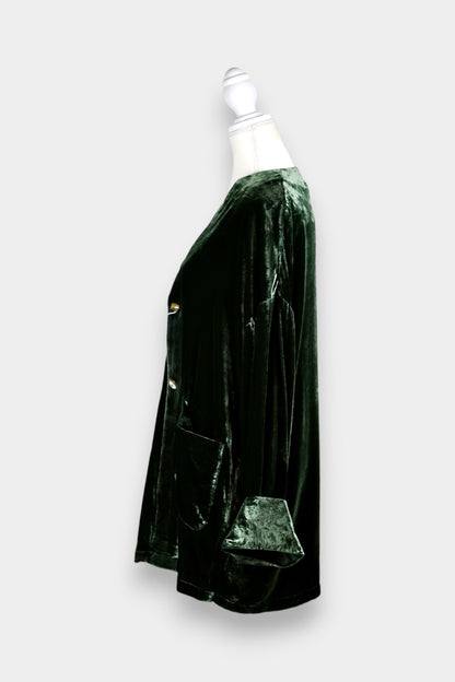 Mulberry Silk Velvet Relaxed V-Neck Jacket