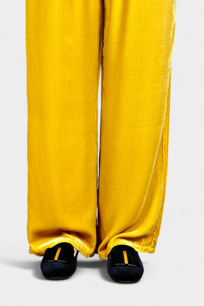 Mulberry Silk Velvet Drawstring Elastic-Waist Pant