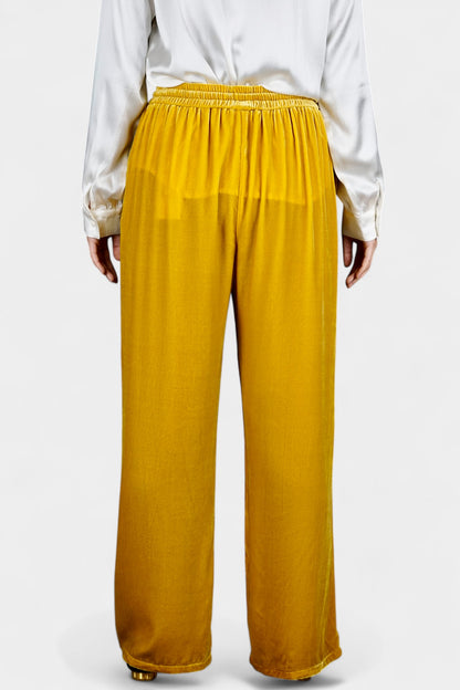 Mulberry Silk Velvet Drawstring Elastic-Waist Pant