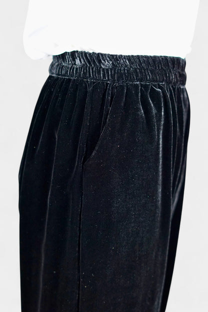 Mulberry Silk Velvet Elastic-Waist Pants