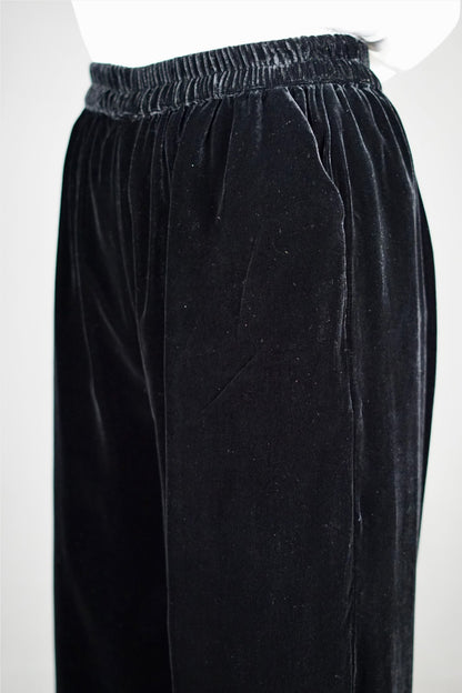 Mulberry Silk Velvet Elastic-Waist Pants