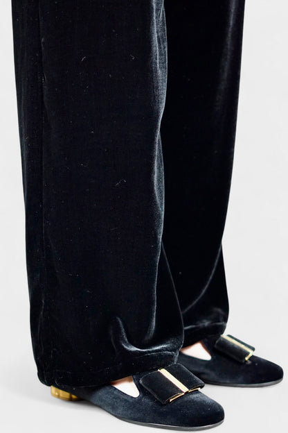 Mulberry Silk Velvet Elastic-Waist Pants