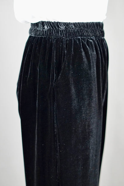Mulberry Silk Velvet Elastic-Waist Pants